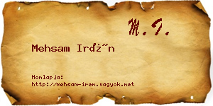 Mehsam Irén névjegykártya